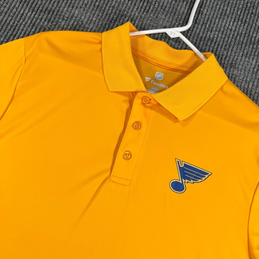 St. Louis Blues Polo Shirt Mens Yellow Large Short Sleeve NHL Hockey Fanatics